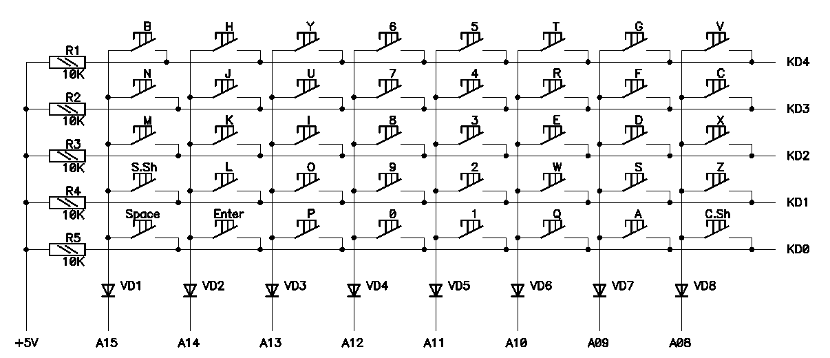 Схема платы клавиатуры